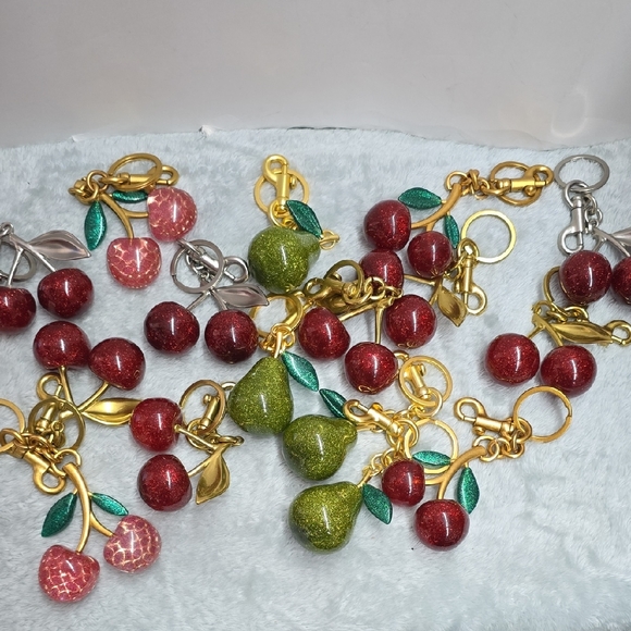 Fruit-Themed Keychains with Red and Green Accents - Picture 1 of 3